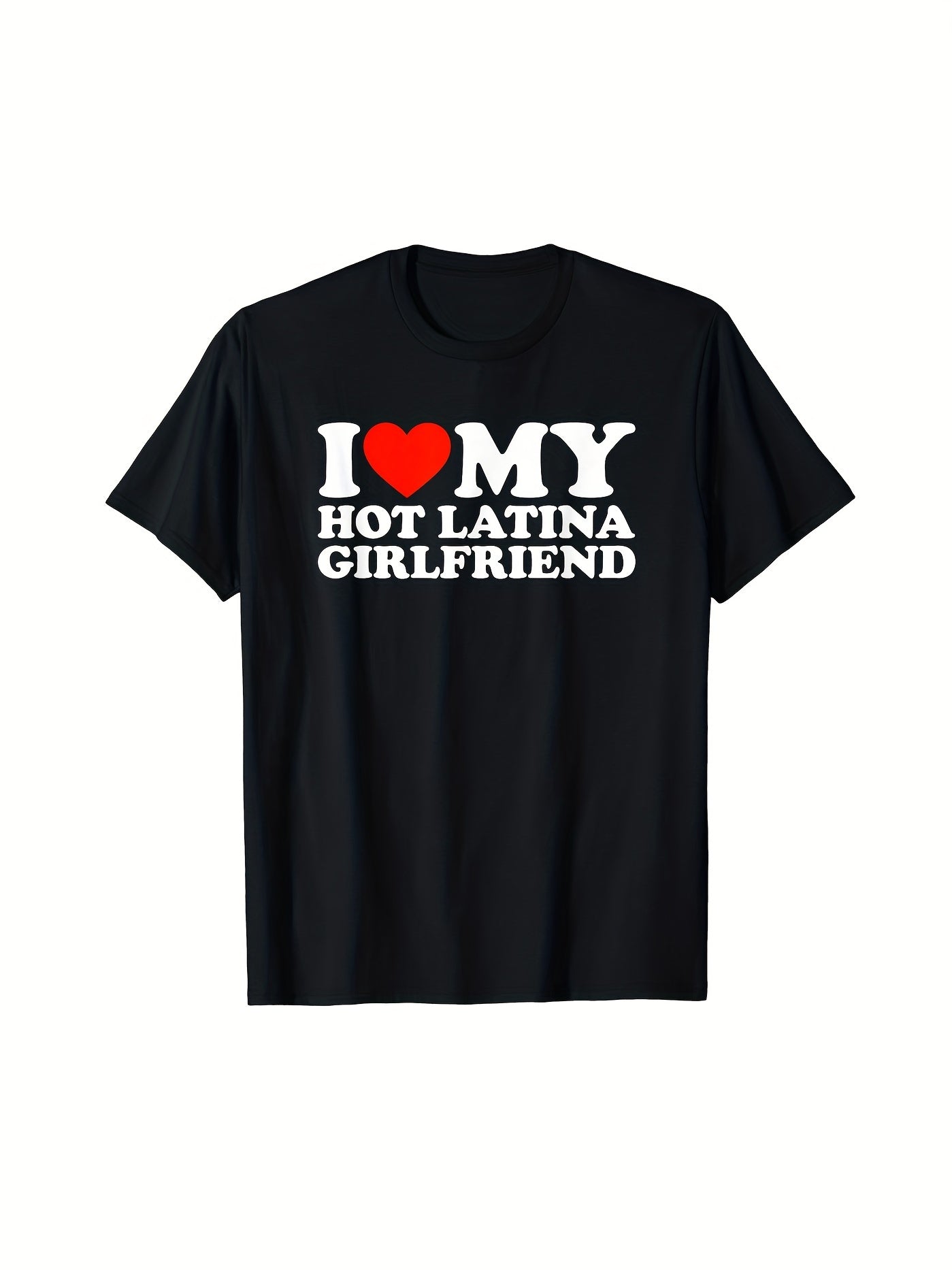 "I Love My Hot Girlfriend" Men's Casual Short Sleeve Crew Neck T-Shirt Men's Tee Outfits  For Summer and Spring Clothing