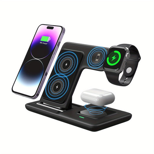 Wireless Charging Station, 3-in-1 Folding Mobile Phone Wireless Charger Bracket, Suitable For IPhone 15, 14, 13, 12, 11/Pro/Max/Mini/Plus, X, XR, XS/Max, SE, 8/Plus, Suitable For IWatch 1-9 And Airpods 3/2/Pro.