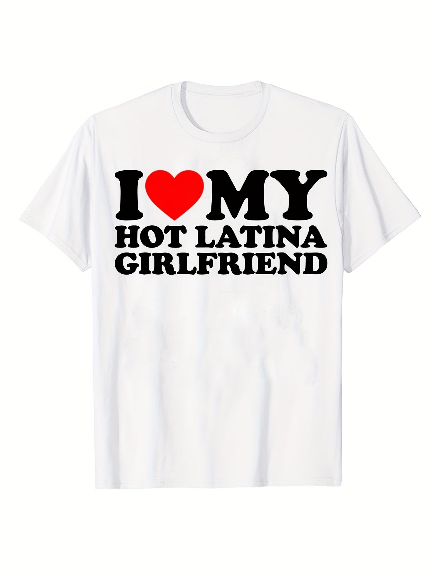 "I Love My Hot Girlfriend" Men's Casual Short Sleeve Crew Neck T-Shirt Men's Tee Outfits  For Summer and Spring Clothing