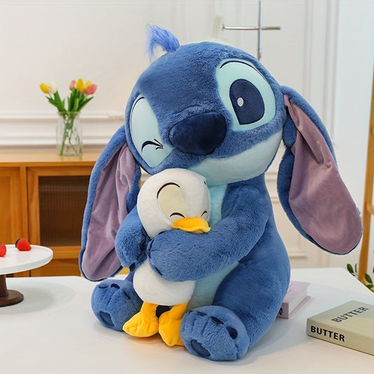 1pc Stitch-themed & Duck Cute Plush Doll, Kawaii Cartoon Design Soft Car Home Room Dorm Office Sofa Desktop Toy Decor Supplies, Ideal Gift for Birthday Halloween Christmas Valentine'S Day