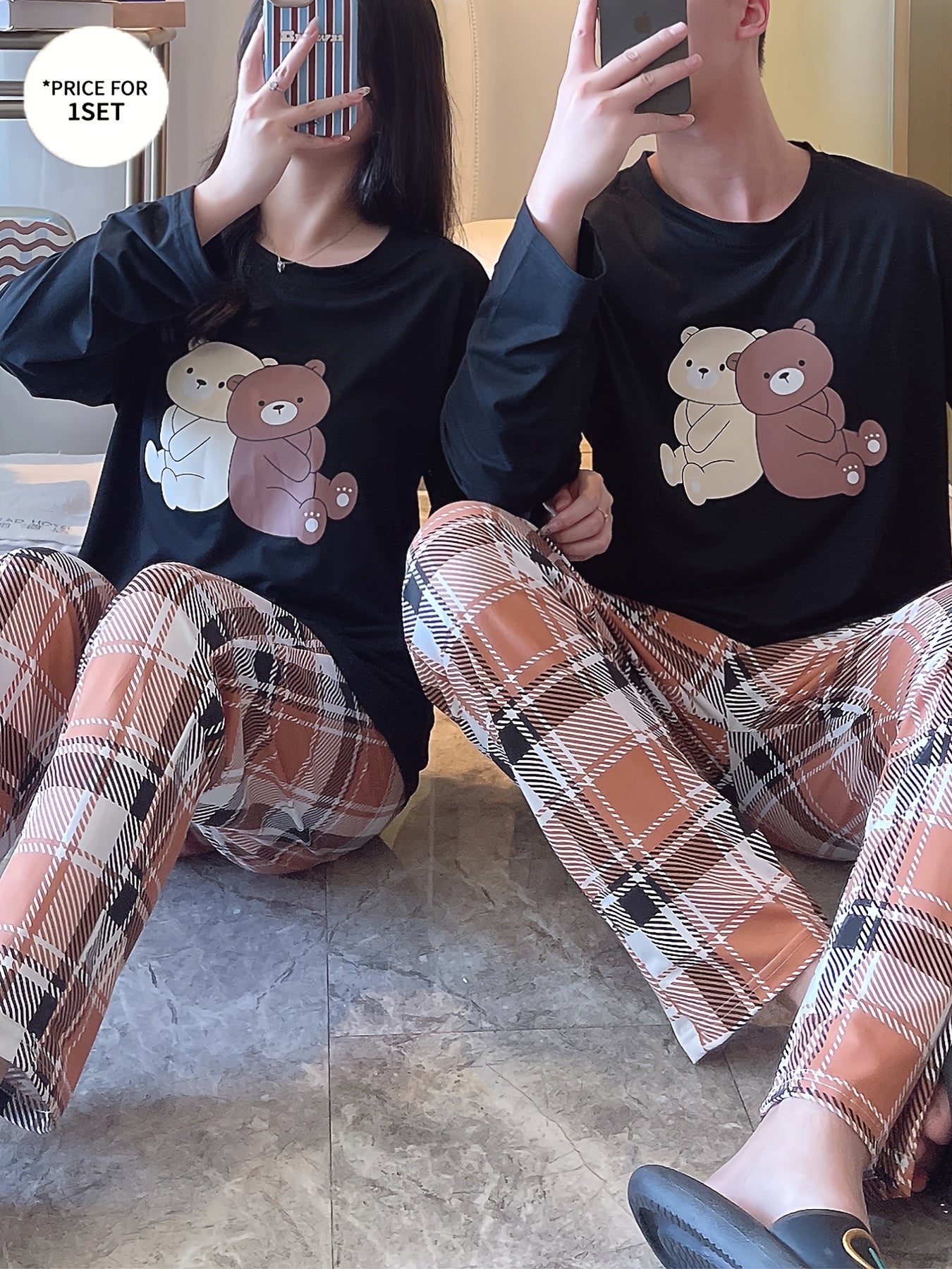 Valentine'S Day Matching Outfits for Couples, a Set of Soft And Comfortable Loungewear with Long Sleeves, Elastic Waist Long Pants, Suitable for All Seasons, Can Be Worn Outside, Casual Wear for Spring And Autumn, Sleepwear S