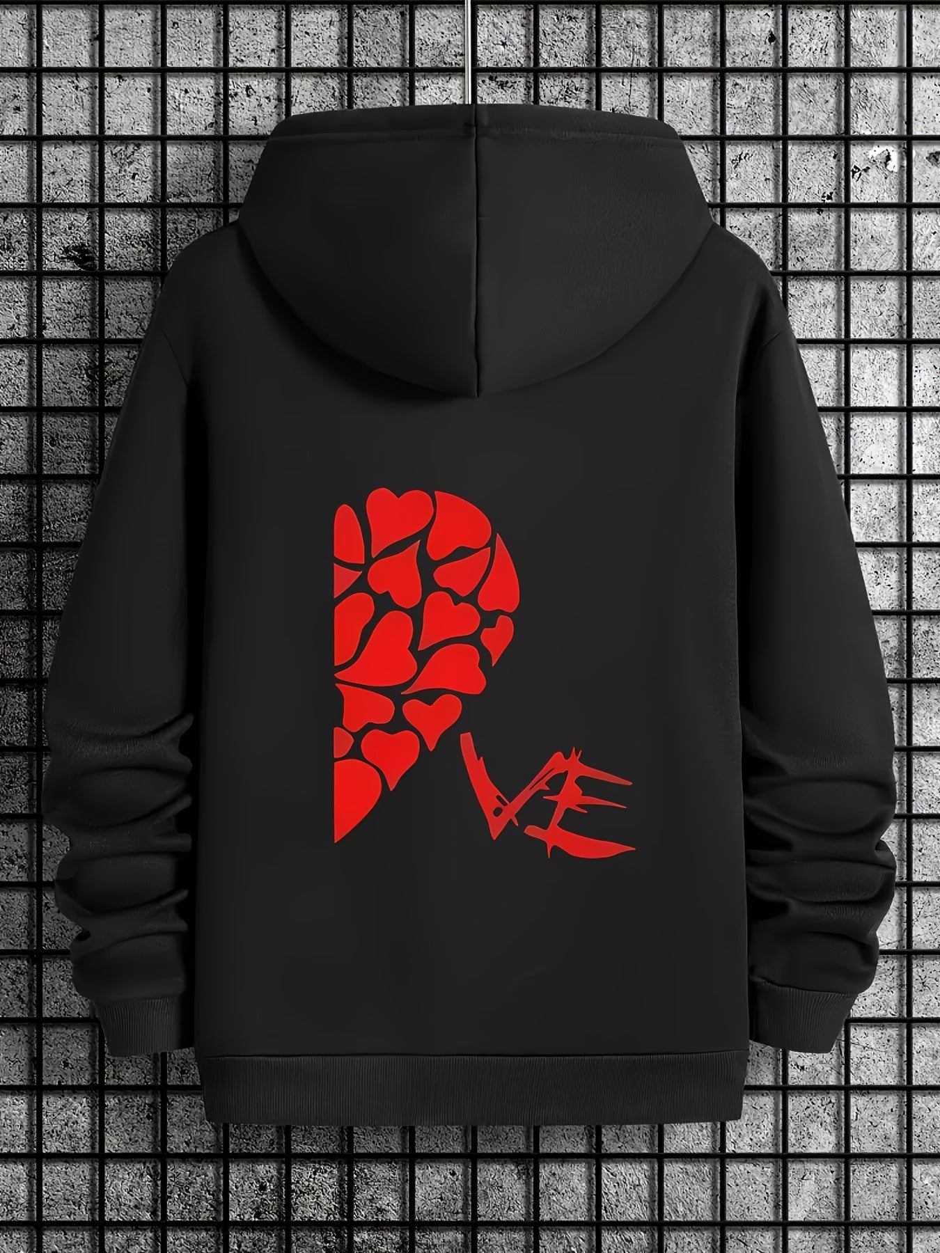 Love Heart Printed Couple Hoodie 2-piece Set Autumn/Winter Youth Sports and Leisure Hoodie Valentine's Day Gift