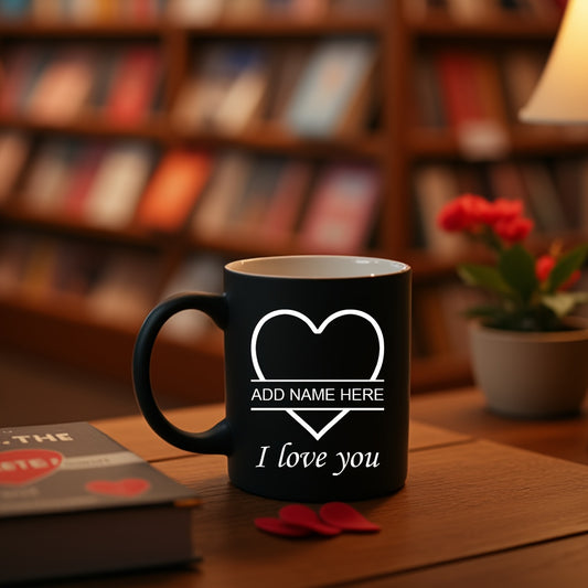 2pcs Personalized Heart Ceramic Mugs - 11oz Insulated Coffee & Tea Cups, Custom Name "I Love You" Design, Perfect for Couples, Valentine’s Day, Christmas, Family Gatherings, Hand Wash Only